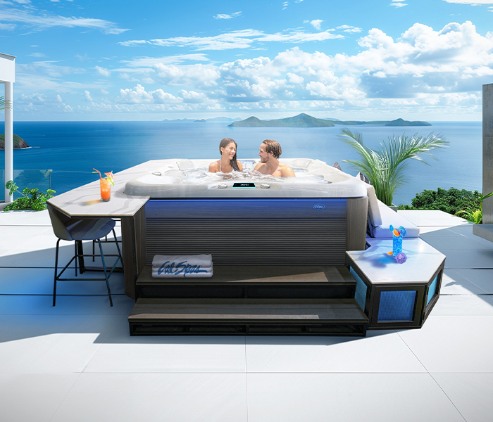 Calspas hot tub being used in a family setting - Independence